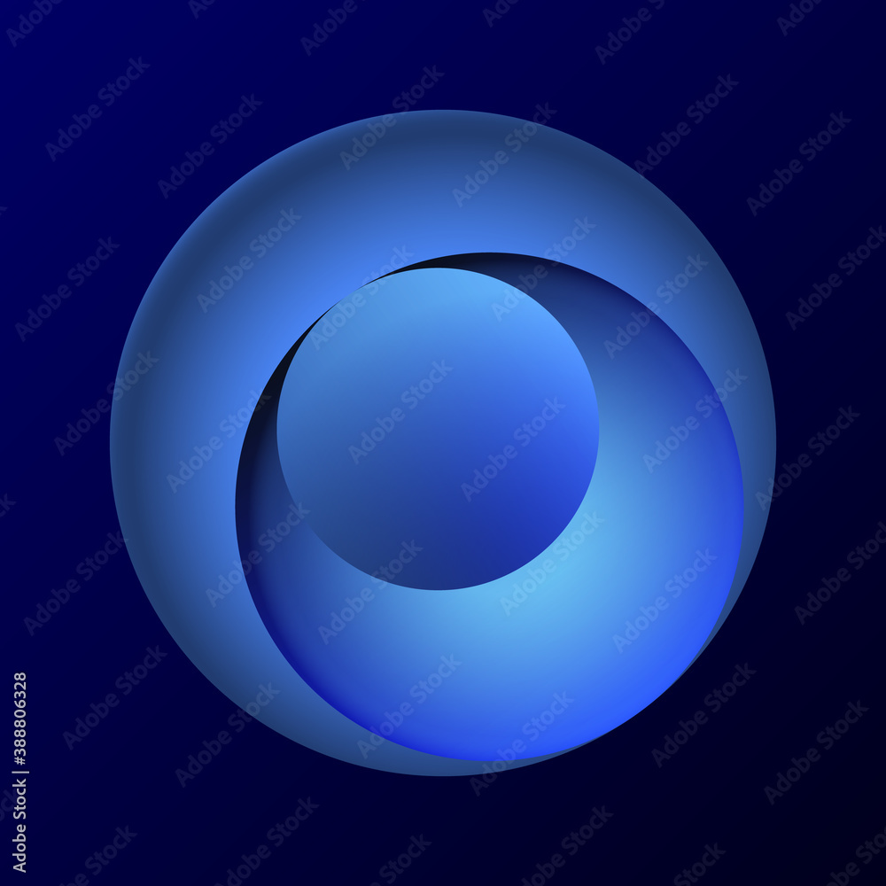 Poster abstract blue tech background with circles like push button or logo