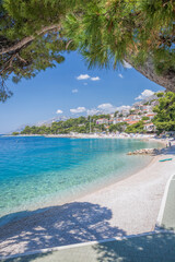 Amazing Croatian beaches with blue sky in Brela, Dalmatia, Croatia