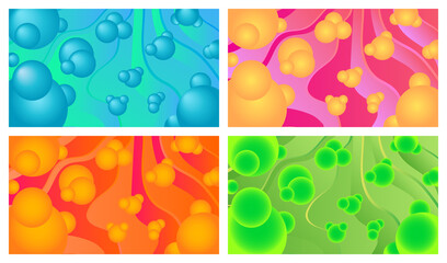 Set of abstract bubbles backgrounds. Vector illustration.