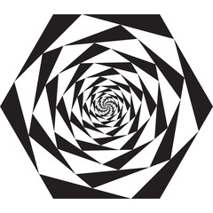 hexagon form with triangles in hypnotic spiral