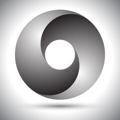 Circle with 2 segments and gradients. Logo or icon for any project.