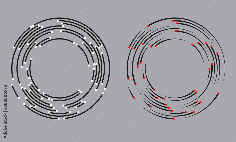 Poster circle with lines and dots as logo or icon