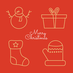 christmas minimalist icons set, colorful design