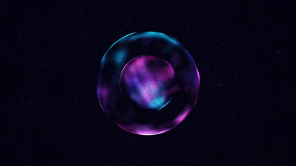 Abstract particle background with two glowing spheres. Futuristic digital 3d illustration