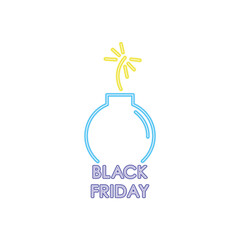 black friday design with bomb icon, colorful neon design