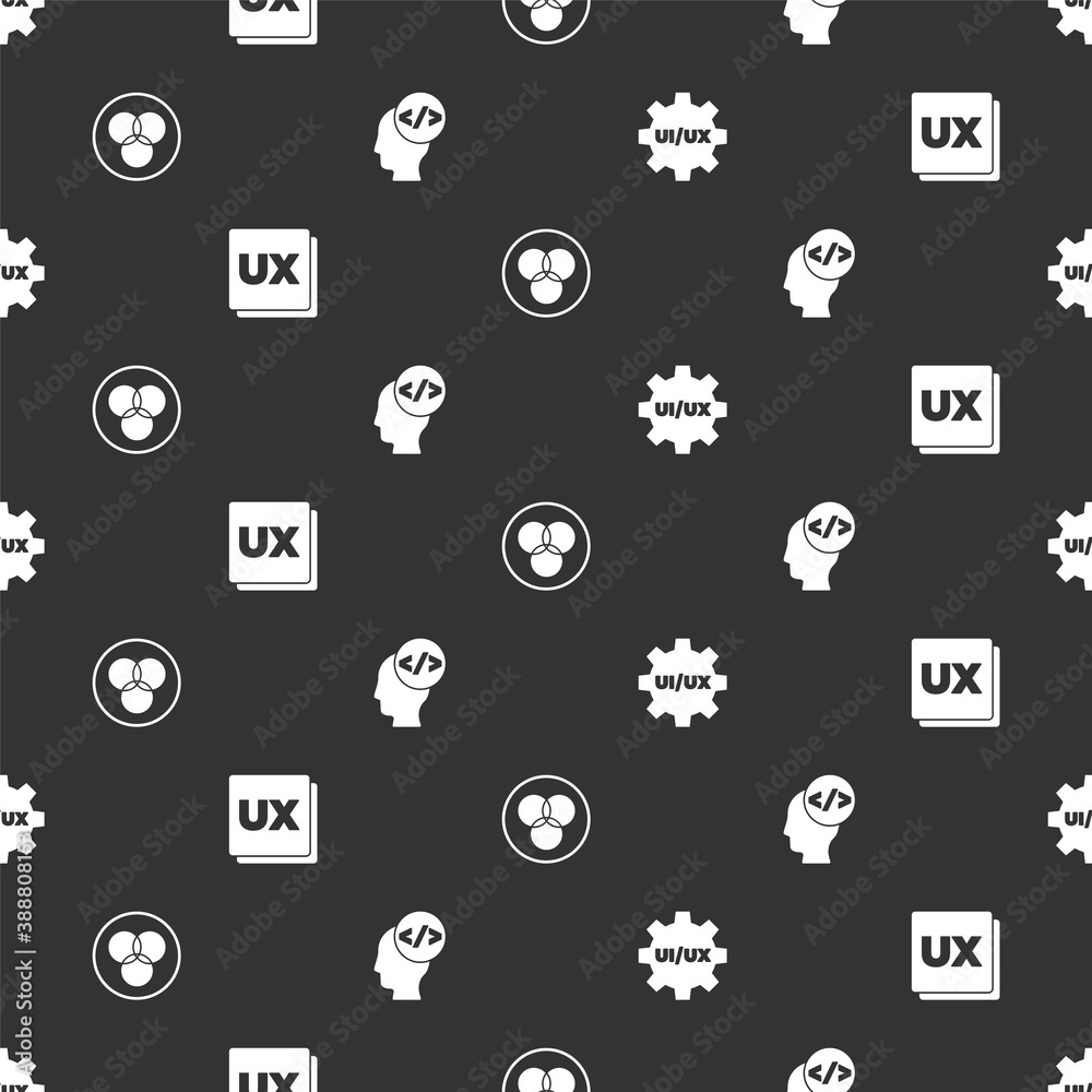 Wall mural set ui or ux design, , rgb and cmyk color mixing and front end development on seamless pattern. vect