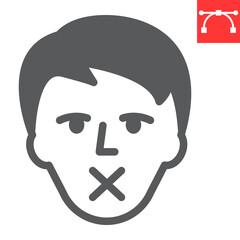 Dumbness glyph icon, disability and handicapped, dumb and deaf sign vector graphics, editable stroke solid icon, eps 10.