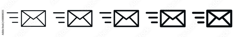 Aufkleber send message symbol, mail send icon, mail envelope fast delivery, speed message logo symbol