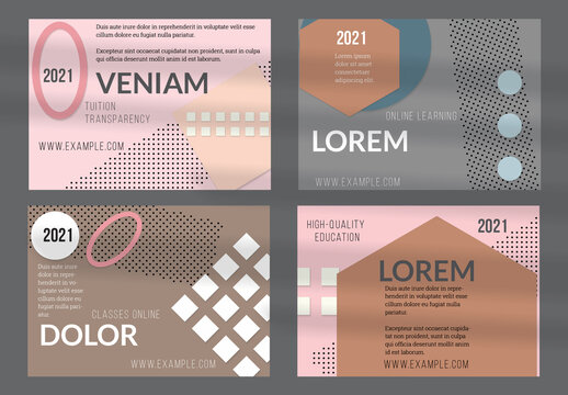 Flyer Layout with Paper Cut Simple Layered Geometric Shapes