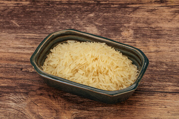 Raw basmati rice in the bowl