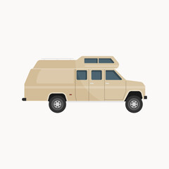 Camper van car. Vehicles in flat design vector illustration. 