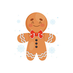 christmas character concept, ginger cookie icon