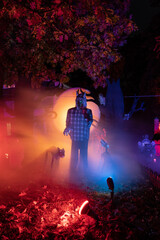 Werewolf at a Halloween haunt on a dark night before a full moon