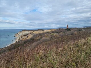 Martha's Vineyard lighthouse on the coast 