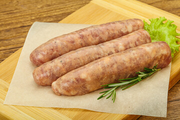 Raw pork meat sausages for grill