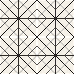 Vector seamless pattern. Repeating geometric black and white lines. Abstract lattice background design.