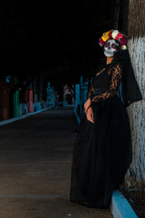 woman made up of catrina mexican cultural tradition