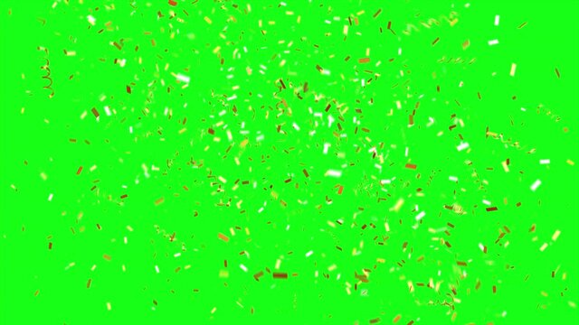 Golden Directional Confetti Explosion on Chroma Key