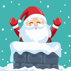 Santa claus design in chimney on christmas night
