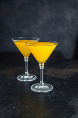 beverage juice drink cocktail pumpkin or citrus healthy vitamins snack top view copy space for text food background rustic