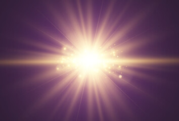 Bright beautiful star.Vector illustration of a light effect on a transparent background.