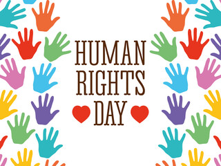 human rights day design with colorful hands frame