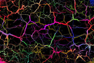 The background is multicolored cracks. Vector illustration