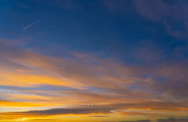 dusk with awesome sunset sky from Golden hour to blue hour