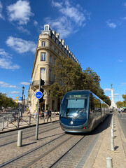 Tramway dans le centre ville de Bordeaux, Gironde