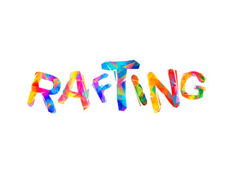 Rafting. Vector word of colorful triangular letters