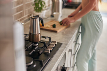 Young healthy natural skin female at home at the morning