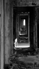 Fototapeta na wymiar black and white shots abandoned places in Russia