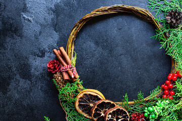 christmas background gift new year tree decoration
gift festive table holidays party new year serving size top view copy space for text food background rustic