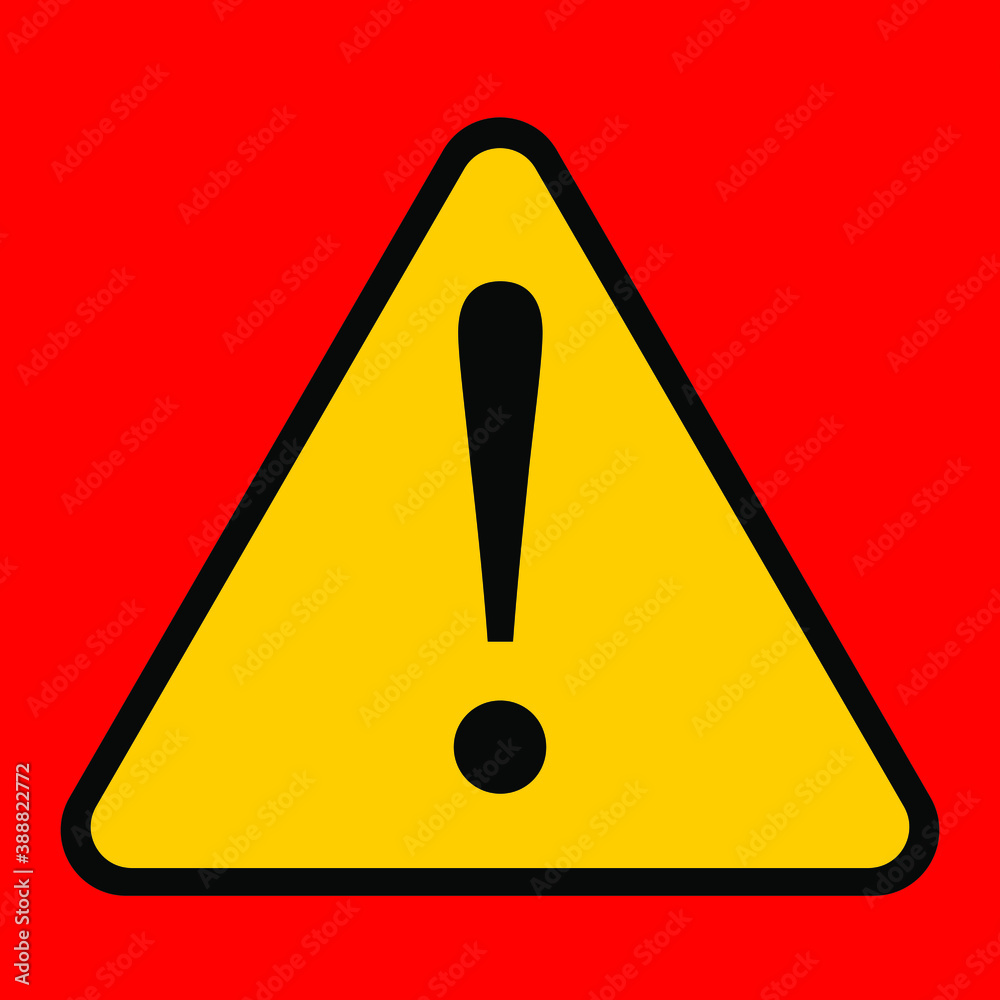 Fototapete exclamation mark inside the triangle to indicate alertness or caution vector illustration