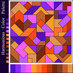 Abstract Harmonious Color Palette with Composition of Geometric Shapes.