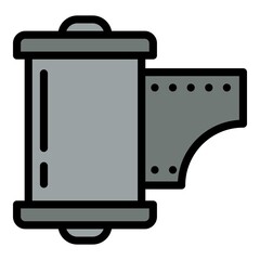 Film roll icon. Outline film roll vector icon for web design isolated on white background