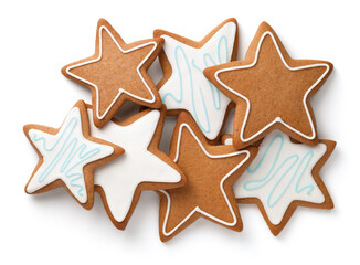 Fototapeta na wymiar Composition Of Gingerbread Stars Isolated On White