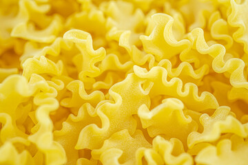 Italian dry wavy pasta background. Healthy traditional food. Top view. Macro close-up