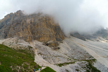 The road to Tre Cime di Lavaredo, Dolomites, at summer