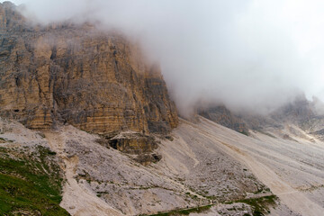 The road to Tre Cime di Lavaredo, Dolomites, at summer