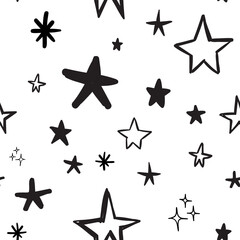 Hand drawn stars seamless pattern. Background texture.