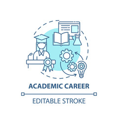 Academic career concept icon. Top careers for creative thinkers. Getting interesting work place. Future working idea thin line illustration. Vector isolated outline RGB color drawing. Editable stroke