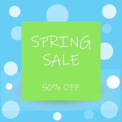Spring sale card. blue and green