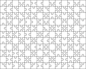 Illustration big white puzzle, separate pieces