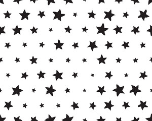 Seamless pattern with black stars on a white background