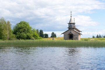 Wooden Church on the shore of Kizhi island in Karelia