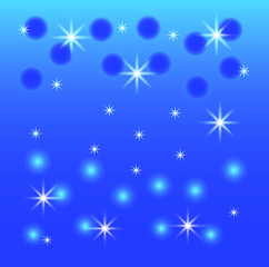 Abstract blue lights with soft light background illustration. Luminous stars. Christmas background. Festive background with lights.