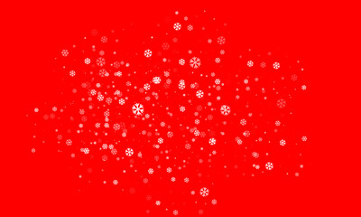 White snowflakes of different sizes and different transparency are randomly scattered on a red background. Winter vector background, pattern, design. Vector .