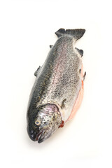 Raw trout fish isolated on white