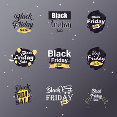 black friday sale flat style symbol set vector design